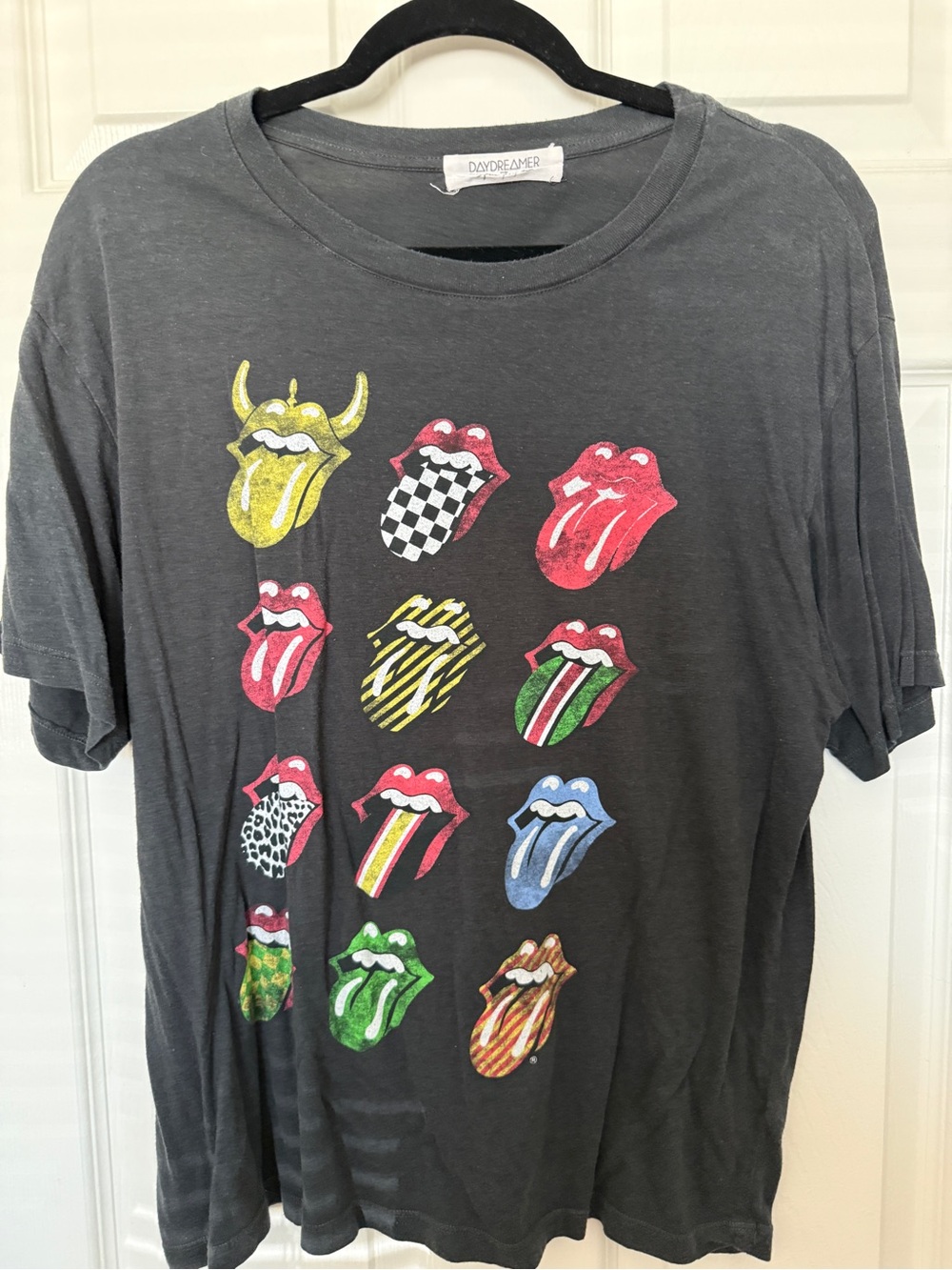Daydreamer Rolling Stones Graphic Tongue Tee Black Short Sleeve M/L